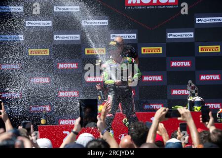 Imola, Italy. 15th July, 2023. Autodromo Internazionale Enzo e Dino Ferrari, Imola, Italy, July 15, 2023, N°65 Jonathan Rea GBR Kawasaki ZX-10RR Kawsasaki Racing Team WorldSBK during Prometeon Italian Round FIM Superbike World Championship 2023 - Race1 - World SuperBike - SBK Credit: Live Media Publishing Group/Alamy Live News Stock Photo