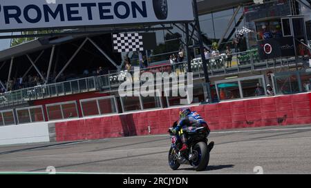 Imola, Italy. 15th July, 2023. Autodromo Internazionale Enzo e Dino Ferrari, Imola, Italy, July 15, 2023, N°54 Toprak Razgatlioglu TUR Yamaha YZF R1 Yamaha WorldSBK Team during Prometeon Italian Round FIM Superbike World Championship 2023 - Race1 - World SuperBike - SBK Credit: Live Media Publishing Group/Alamy Live News Stock Photo