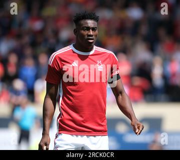 Meadow Lane, Nottingham, UK. 15th July, 2023. Pre Season Football Friendly, Notts County versus Nottingham Forest; Taiwo Awoniyi of Nottingham Forest Credit: Action Plus Sports/Alamy Live News Stock Photo