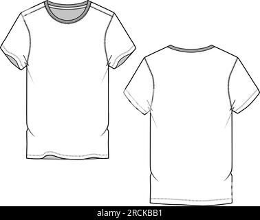 basic crew neck t-shirt template flat sketches design vector Stock Vector