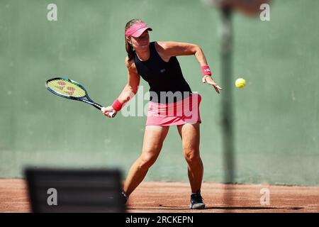 Budapest, Central Hungary, Hungary. 15th July, 2023. LENA PAPADAKIS of Germany in action during the HUNGARIAN GRAND PRIX - Budapest - Womens Tennis, WTA250 (Credit Image: © Mathias Schulz/ZUMA Press Wire) EDITORIAL USAGE ONLY! Not for Commercial USAGE! Credit: ZUMA Press, Inc./Alamy Live News Stock Photo