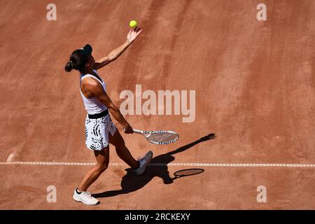 Budapest, Central Hungary, Hungary. 15th July, 2023. VALENTINI GRAMMATIKOPOULOU of Greece in action during the HUNGARIAN GRAND PRIX - Budapest - Womens Tennis, WTA250 (Credit Image: © Mathias Schulz/ZUMA Press Wire) EDITORIAL USAGE ONLY! Not for Commercial USAGE! Credit: ZUMA Press, Inc./Alamy Live News Stock Photo