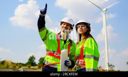 Engineer working with confident. Worker outdoor working. Mega project construction. Stock Photo