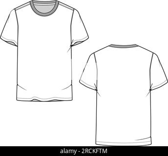 Crew neck t-shirt apparel clothing flat sketches vector Stock Vector