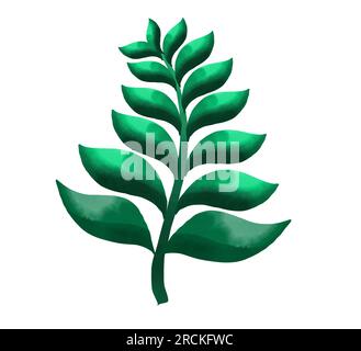 leaf vine watercolor painting on white backgroundIsolated Stock Photo