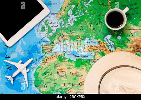 Travel planning concept on the map Stock Photo
