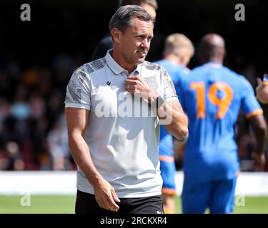 Grimsby Town manager Paul Hurst during the Pre-season friendly match Grimsby Town vs Hull City at Blundell Park, Cleethorpes, United Kingdom, 15th July 2023  (Photo by Ryan Crockett/News Images) Stock Photo