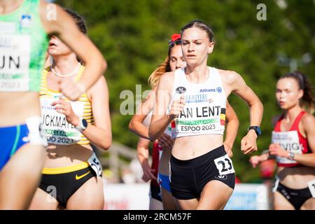 Espoo, Finland. 15th July, 2023. Belgian Jana Van Lent pictured in action during the women's 10000m, at the third day of the European Athletics U23 Championships, Tuesday 11 July 2023 in Espoo, Finland. The European championships take place from 13 to 17 July. BELGA PHOTO COEN SCHILDERMAN Credit: Belga News Agency/Alamy Live News Stock Photo