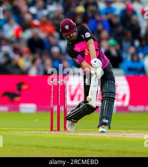 Edgbaston, Birmingham, UK. 15th July 2023; Edgbaston, Birmingham, England: Vitality Blast T20 League Cricket Final, Somerset versus Essex: Ben Green of Somerset Credit: Action Plus Sports Images/Alamy Live News Stock Photo