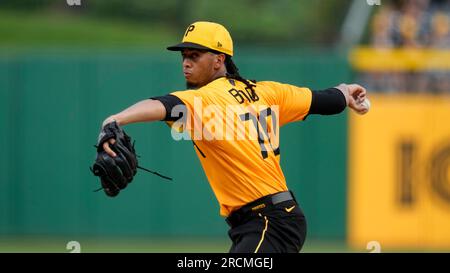 Pittsburgh Pirates starting pitcher Osvaldo Bido walks to the dugout after  pitching during the fifth inning of a baseball game against the Miami  Marlins, Saturday, June 24, 2023, in Miami. (AP Photo/Lynne