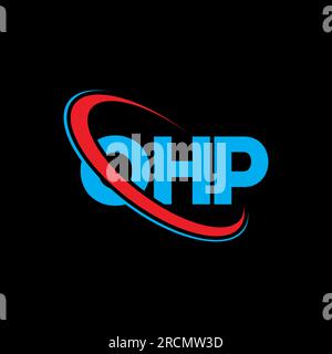 OHP circle letter logo design with circle and ellipse shape. OHP ...