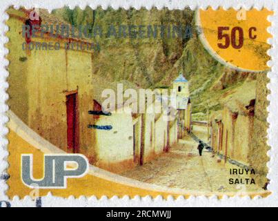 ARGENTINA - CIRCA 2010: stamp printed by Argentina, shows Iruya town in Salta Province, circa 2010 Stock Photo