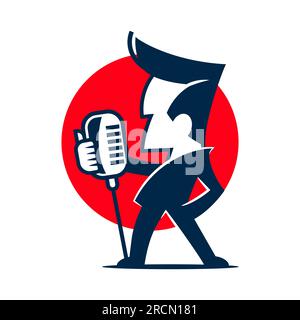 Podcast or Radio Logo design using Microphone and Bubble chat or talk icon Stock Vector
