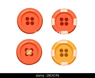 Set of sewing buttons for clothing or accessory needlework elements vector illustration isolated on white background Stock Vector