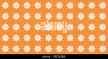 Vintage abstract background in mid century style. Simple retro geometric seamless pattern on orange backdrop. Trendy groove design template Stock Vector