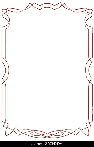 Blank Empty Isolated Burgundy Red Maroon Grunge Vintage Art Nouveau Book Vignette Vertical Title Page Background Macro, Old Aged Weathered Letterpress Stock Photo