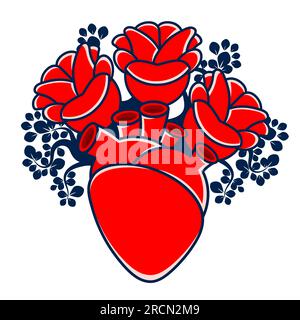 Heart and check logo design template in minimalist style Stock Vector