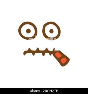 Face with closed mouth doodle icon. Emoticon in hand drawn style isolated on white background Stock Vector