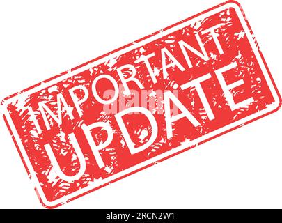 Important update rubber stamp. Vector of update rubber or label, seal grunge illustration Stock Vector