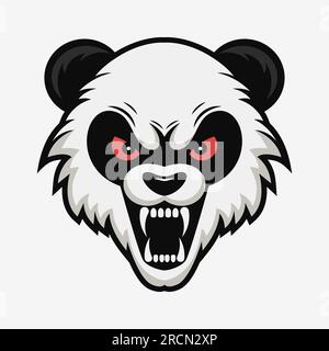 Angry panda head logo. Mascot design. Vector illustration. EPS10 Stock Vector