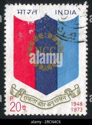 INDIA - CIRCA 1973: stamp printed by India, shows NCC Emblem, circa 1973 Stock Photo