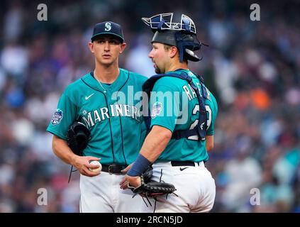 Seattle Mariners starting pitcher George Kirby throws against the  Pittsburgh Pirates in a baseball game, Friday, May 26, 2023, in Seattle.  (AP Photo/Lindsey Wasson Stock Photo - Alamy