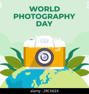 vector world photography day illustration in flat design Stock Vector