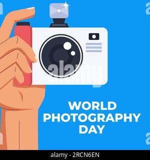 flat design vector world photography day illustration Stock Vector