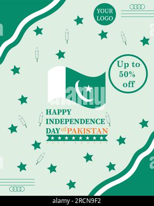 pakistan independence day post design template Stock Vector