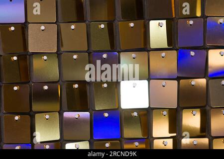 natural texture gold mirror with blue refection, made of hundreds of squares Stock Photo