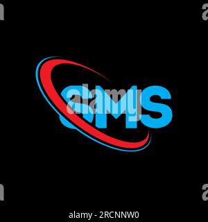 SMS logo. SMS letter. SMS letter logo design. Initials SMS logo linked with circle and uppercase monogram logo. SMS typography for technology, busines Stock Vector