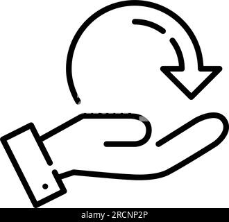 Reload, renew of recycle arrow in hand. Pixel perfect, editable stroke Stock Vector