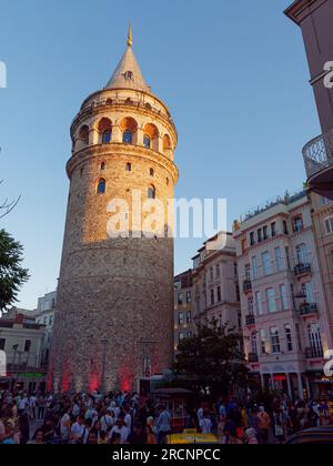 Galata Tower on a summers night in Istanbul, Turkey Stock Photo