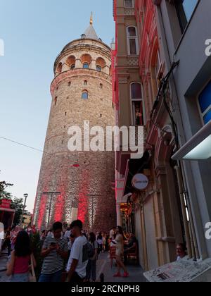 Galata Tower on a summers night in Istanbul, Turkey Stock Photo