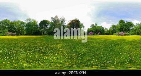 360 degree panoramic view of City park Gelsenkirchen in springtime, I