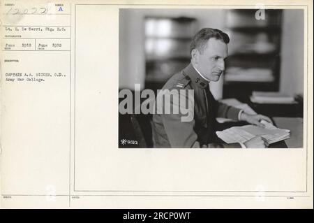 The image captures Lieutenant E. De Berri of the Signal Reserve Corps in June 1918. He is photographed alongside Captain A.A. Ricker, who is affiliated with the Army War College. The photograph was taken by an unidentified photographer assigned the number 12022. Stock Photo