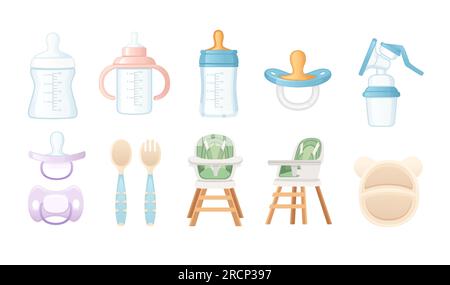 Set of items for baby care vector illustration isolated on white background Stock Vector