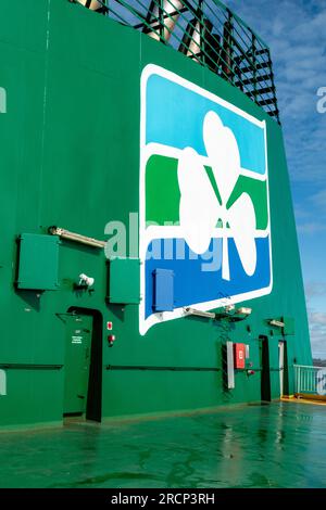 The Irish Ferries logo.  This ferry operates on the Irish Sea between Wales, UK and Dublin, Ireland. Stock Photo