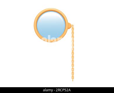 Golden monocle with chain vector illustration isolated on white background Stock Vector
