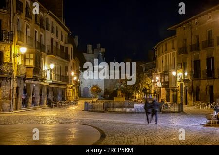 Night view, Palacio Real de Olite, Navarre, Spain Stock Photo