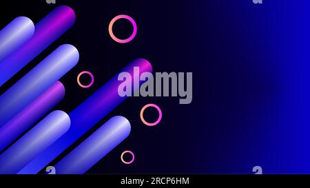Glowing gradient tube pillars over dark blue gradient night background Stock Vector