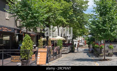Belgrade, Serbia - July 5, 2021: Boem street Skadarlija at summer day in old town. Stock Photo