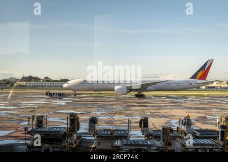 Manila, Philippines - June 10 2023: Philippines Airlines aircraft on runway at Manila Ninoy Aquino International Airport  Stock Photo