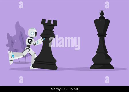 King rook chess piece abstract on black screen background. 3D ...