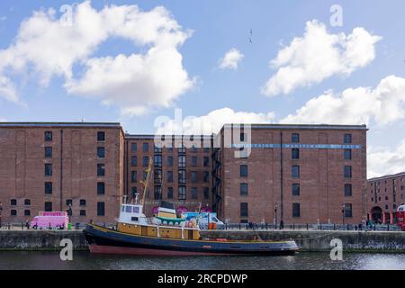Liverpool, united kingdom May, 16, 2023 Albert Dock with the Merseyside Maritime Museum, the Beatles Story and the Tate Liverpool Stock Photo