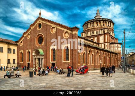 Milan, Italy - April 14, 2018: Church Santa Maria delle Grazie Stock Photo