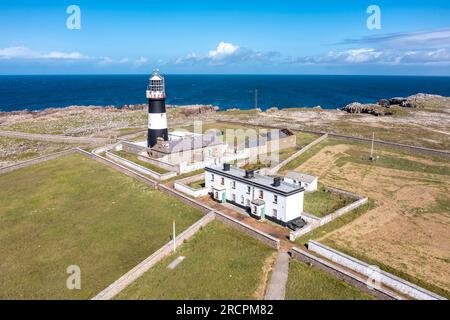 Aerial view of the Lighthouse on Tory Island, County Donegal, Republic of Ireland. Stock Photo