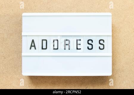 Lightbox with word address on wood background Stock Photo