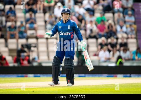 Southampton, UK. 16th July, 2023. Tammy Beaumont (England) during the 2nd We Got Game ODI game of the Womens Ashes 2023 Series between England and Australia at The Ageas Bowl in Southampton, England. (Liam Asman/SPP) Credit: SPP Sport Press Photo. /Alamy Live News Stock Photo