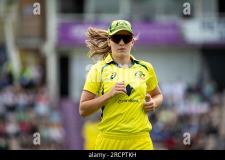 Southampton, UK. 16th July, 2023. Annabel Sutherland (Australia) during the 2nd We Got Game ODI game of the Womens Ashes 2023 Series between England and Australia at The Ageas Bowl in Southampton, England. (Liam Asman/SPP) Credit: SPP Sport Press Photo. /Alamy Live News Stock Photo